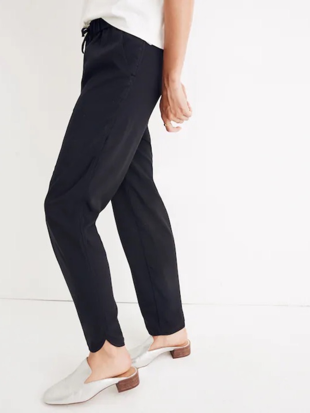 Madewell Black Drawstring Track Trousers Women's XL